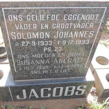 JACOBS Solomon Johannes 1933-1993 & Susanna Abegael 1938-1995