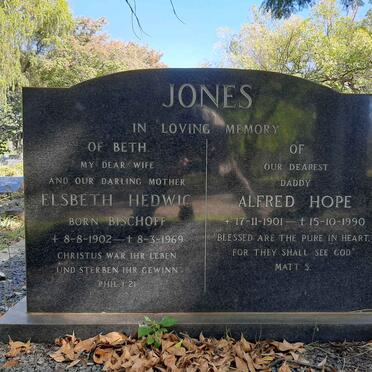 JONES Alfred Hope 1901-1990 &amp; Elsbeth Hedwig BISCHOFF 1902-1969