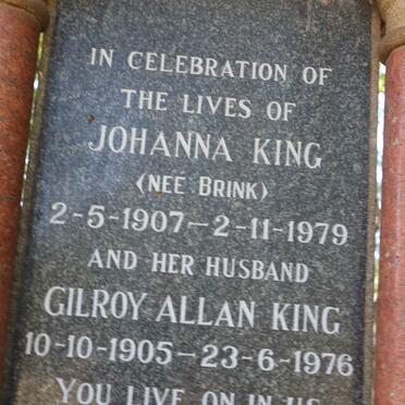KING Gilroy Allan 1905-1976 &amp; Johanna BRINK 1907-1979