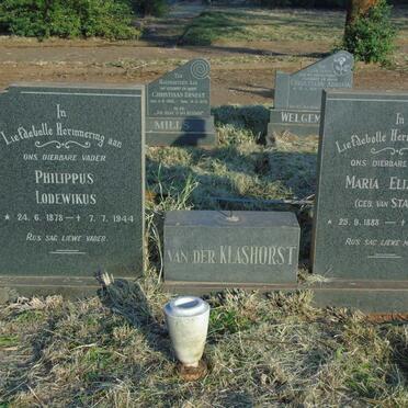KLASHORST Philippus Lodewikus, van der 1878-1944 & Maria Elizabeth VAN STADEN  1888-1971