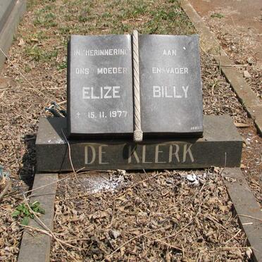 KLERK Billy, de &amp; Elize -1977
