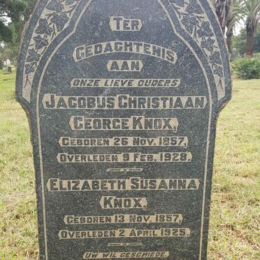 KNOX Jacobus Christiaan George 1857-1928 &amp; Elizabeth Susanna 1857-1925