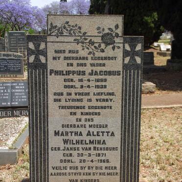 KOCK Philippus Jacobus, de 1869-1938 &amp; Martha Aletta Wilhelmina JANSE VAN RENSBURG 1871-1966