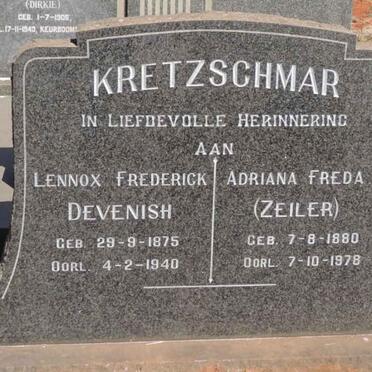 KRETZSCHMAR Lennox Frederick Devenish 1875-1940 &amp; Adriana Freda ZEILER 1880-1978