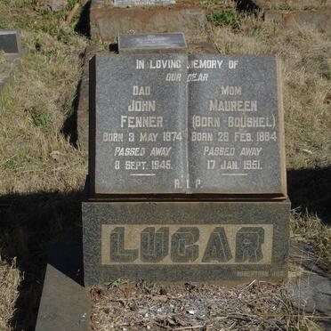 LUGAR John Fenner 1874-1945 &amp; Maureen BOUSHEL 1884-1951