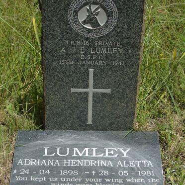 LUMLEY Adriana Hendrina Aletta 1898-1981 :: LUMLEY A.J.E. -1941