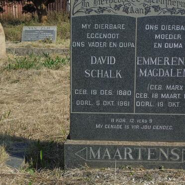 MAARTENS David Schalk 1880-1961 &amp; Emmerentia Magdalena MARX 1897-1975