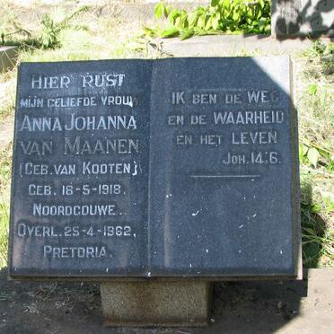 MAANEN Anna Johanna, van nee VAN KOOTEN 1918-1962