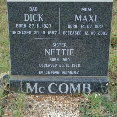 MCCOMB Dick 1927-1987 & Maxi 1937-2003 :: MCCOMB Nettie 1960-1966