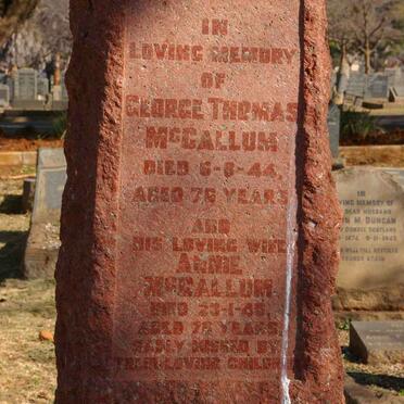 McCALLUM George Thomas -1944 &amp; Annie -1946