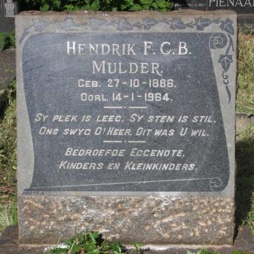 MULDER Hendrik F.C.B. 1886-1964