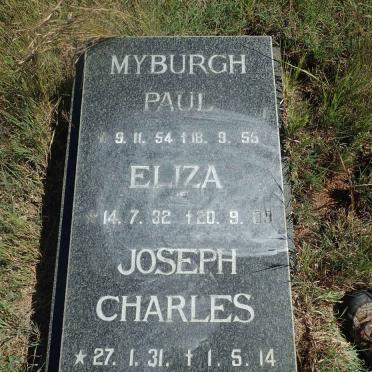 MYBURGH Joseph Charles 1931-2014 :: MYBURGH Eliza 1932-2005 :: MYBURGH Paul 1954-1955