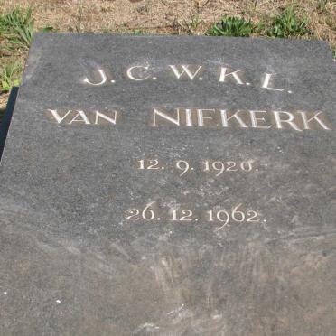 NIEKERK J.C.W.K.L., van 1920-1962