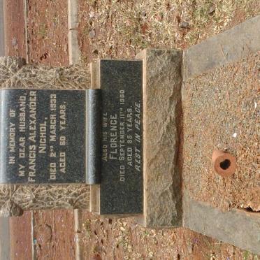 NICHOL Francis Alexander -1933 &amp; Florence -1960