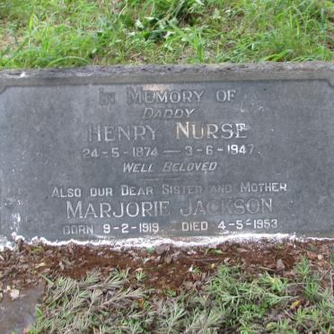 NURSE Henry 1874-1947 :: JACKSON Marjorie 1919-1953