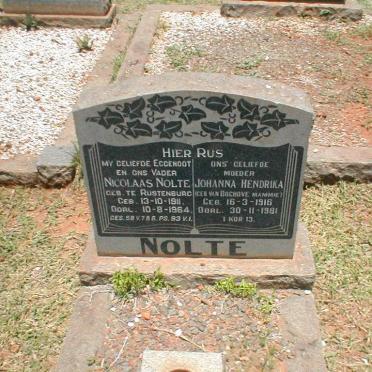 NOLTE Nicolaas 1911-1964 &amp; Johanna Hendrika VAN BOCHOVE 1916-1981