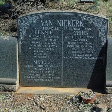 NIEKERK Hennie, van 1911-1947 & Mabel 1909-1991 :: VAN NIEKERK Chris 1941-1984