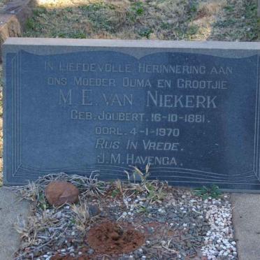 NIEKERK M.E., van nee JOUBERT 1881-1970
