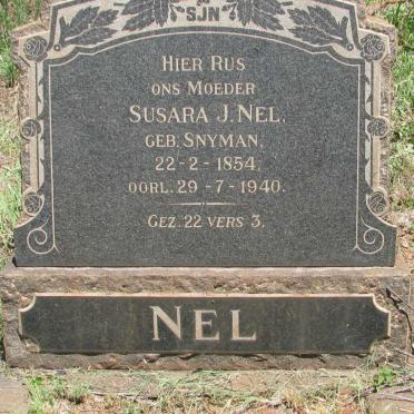 NEL Susara J. nee SNYMAN 1854-1940