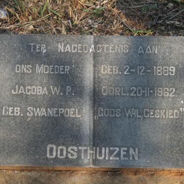 OOSTHUIZEN Jacoba W.P. nee SWANEPOEL 1889-1962