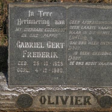 OLIVIER Gabriel Gert Frederik 1929-1960