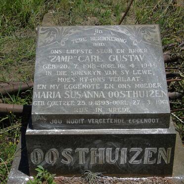 OOSTHUIZEN Carl Gustav 1918-1949 :: OOSTHUIZEN Maria Susanna nee COETZEE 1893-1961