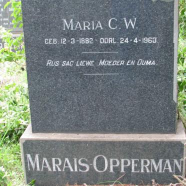 OPPERMAN Maria C.W., MARAIS- 1882-1963