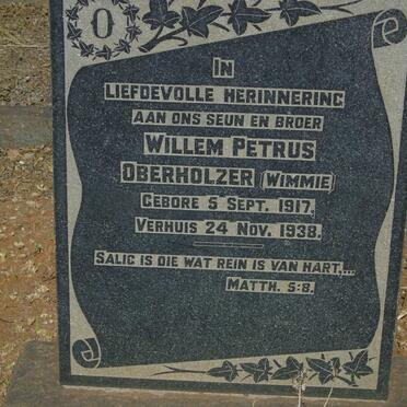 OBERHOLZER Willem Petrus 1917-1938