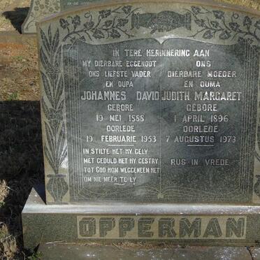 OPPERMAN Johannes David 1888-1953 & Judith Margaret 1896-1973