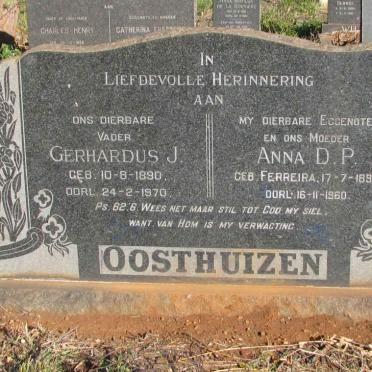 OOSTHUIZEN Gerhardus J. 1890-1970 &amp; Anna D.P. FERREIRA 1894-1960