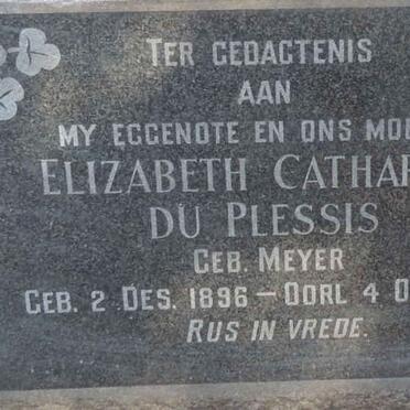 PLESSIS Elizabeth Catharina, du nee MEYER 1896-1956