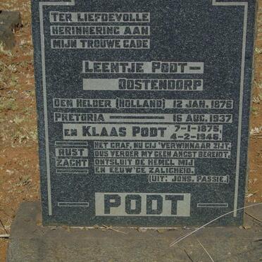 PODT Klaas 1875-1946 & Leentje OOSTENDORP 1876-1937