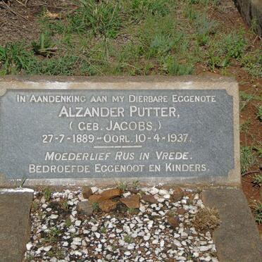 PUTTER Alzander nee JACOBS 1889-1937