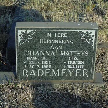 RADEMEYER Matthys 1924-1996 & Johanna 1930-1968