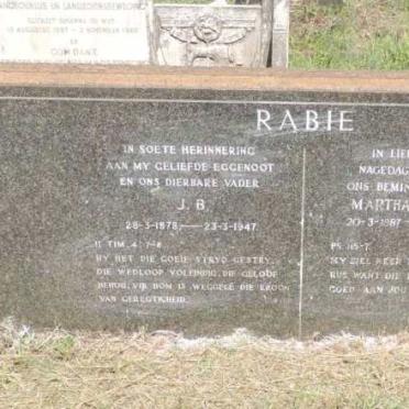 RABIE J.B. 1878-1947 & Martha GOLDIE 1887-1957