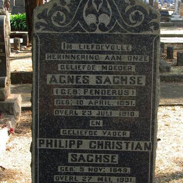 SACHSE Philipp Christian 1849-1931 &amp; Agnes PENDERUS 1851-1910