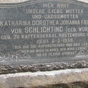 SCHLICHTING Johann Wilhelm Albert, von 1872-1945 &amp; Katharina Dorothea Johanna Friederike WURTH 1889-1959