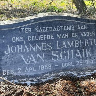 SCHAIK Johannes Lambertus, van 1888-1965