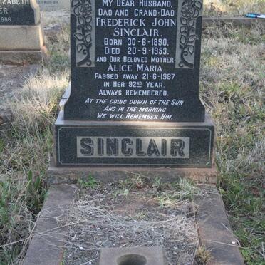 SINCLAIR Frederick John 1890-1953 &amp; Alice Maria -1987