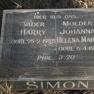 SIMON Harry -1955 & Johanna Helena Maria -1974