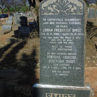 SMIDT Johan Frederick 1886-1938 & Hendrina Francina Berendina COETZEE 1891-1966