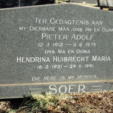 SOER Pieter Adolf 1912-1975 &amp; Hendrina Huibrecht Maria 1921-1991
