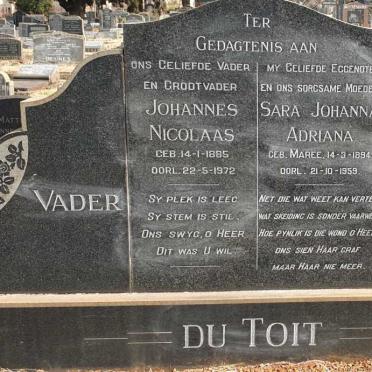 TOIT Johannes Nicolaas, du 1885-1972 & Sara Johanna Adriana MAREE 1894-1959