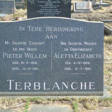 TERBLANCHE Pieter Willem 1902-1961 &amp; Aletta Elizabeth 1905-1992