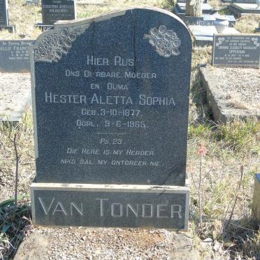 TONDER Hester Aletta Sophia, van 1877-1965