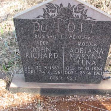 TOIT John Richard, du 1887-1961 &amp; Adriana Maryna Elena 1894-1961
