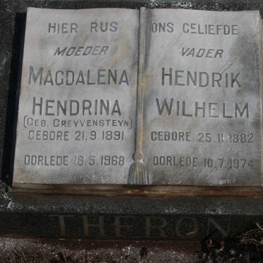 THERON Hendrik Wilhelm 1882-1974 &amp; Magdalena Hendrina GREYVENSTEYN 1891-1968