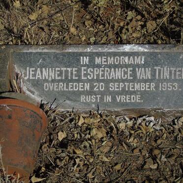 TINTEREN Jeannette Esperance, van -1953