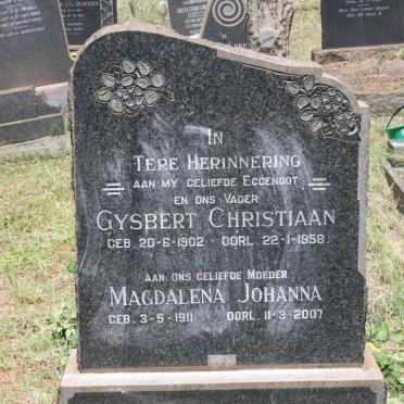 TOIT Gysbert Christiaan, du 1902-1958 &amp; Magdalena Johanna 1911-2007