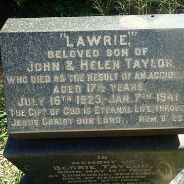 TAYLOR John 1876-1955 & Bessie 1879-1936 :: TAYLOR Lawrie 1923-1941 _3
